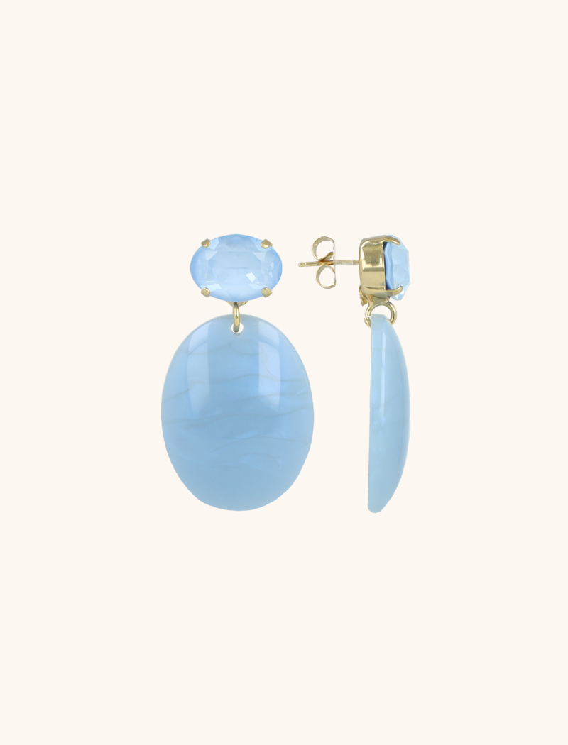 Blauwe Oorbellen Sirius Closed Bugle Oval S