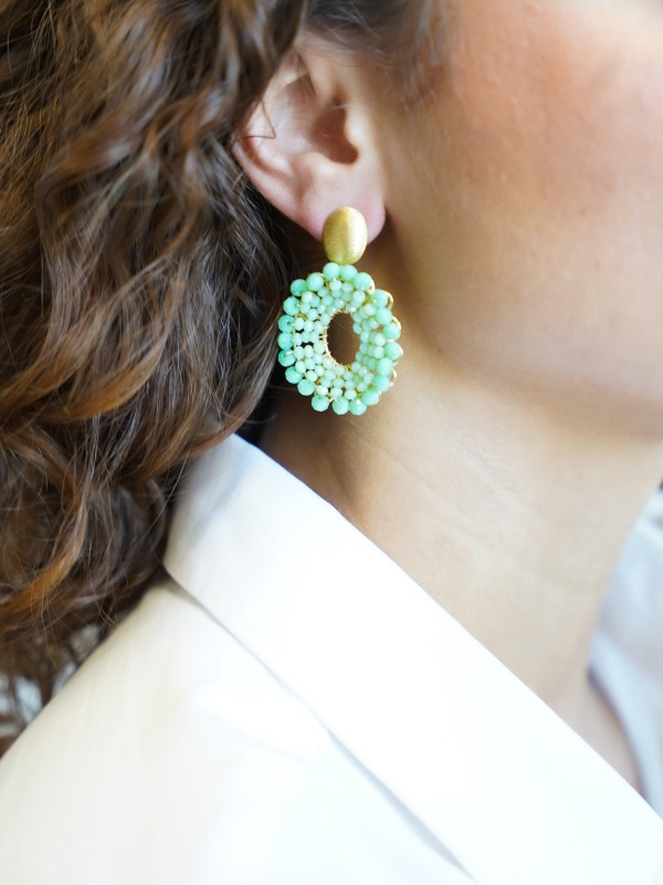 Light turquoise earrings Mia Open Oval S