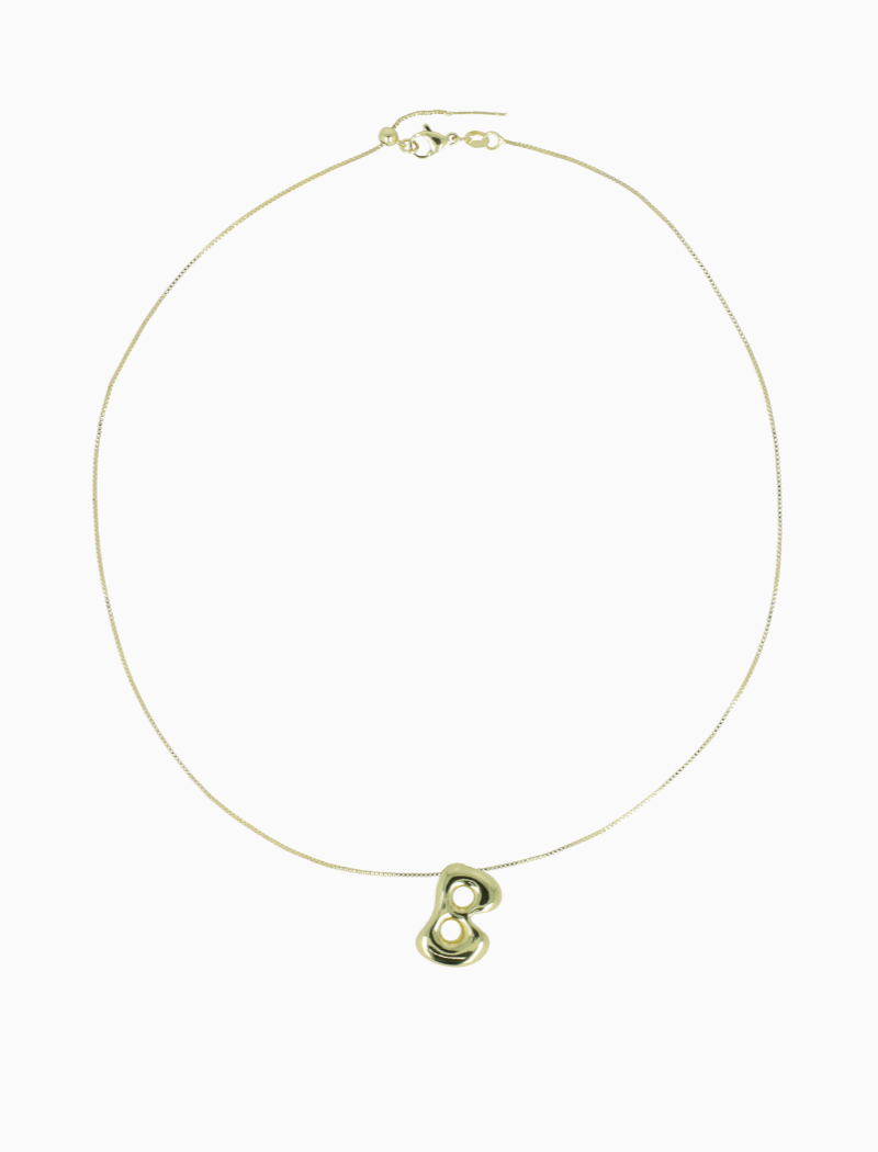 Gold Cartoon Initial Necklace - Adjustable