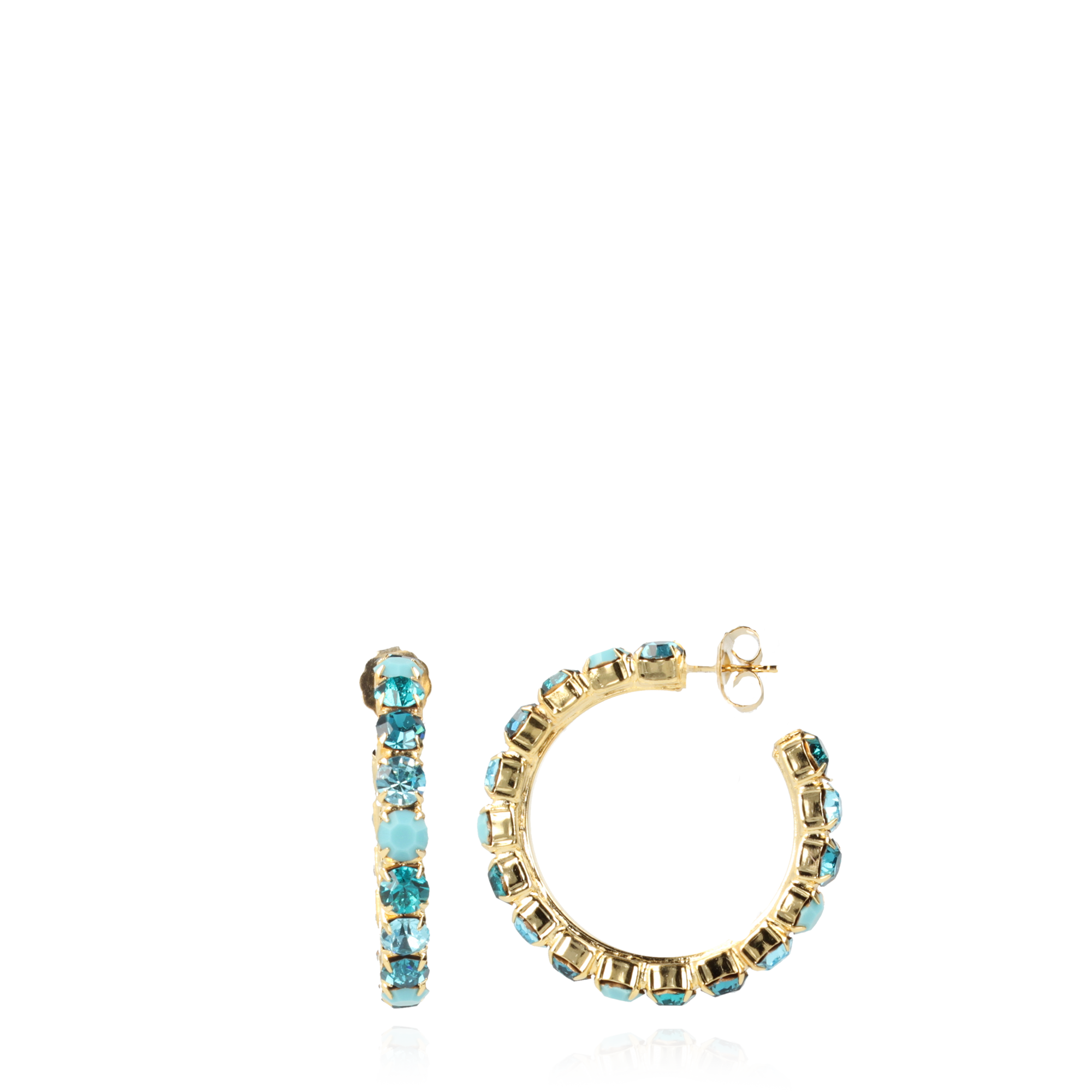 Turquoise oorbellen strass Julliette creool