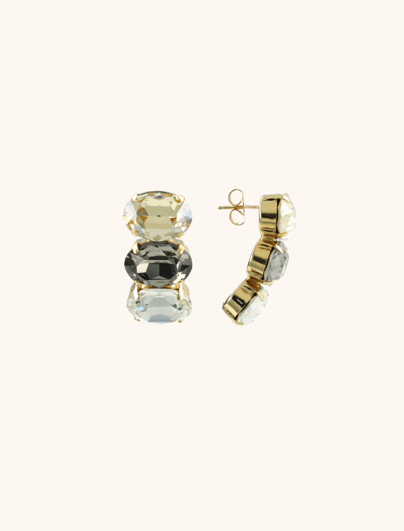 Diamant/Schatten Ohrringe Gracia Vertikal Oval 3 Steine M