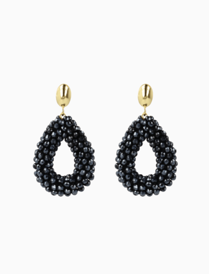 Blauwe oorbellen Berry glassberry druppel Metallic S