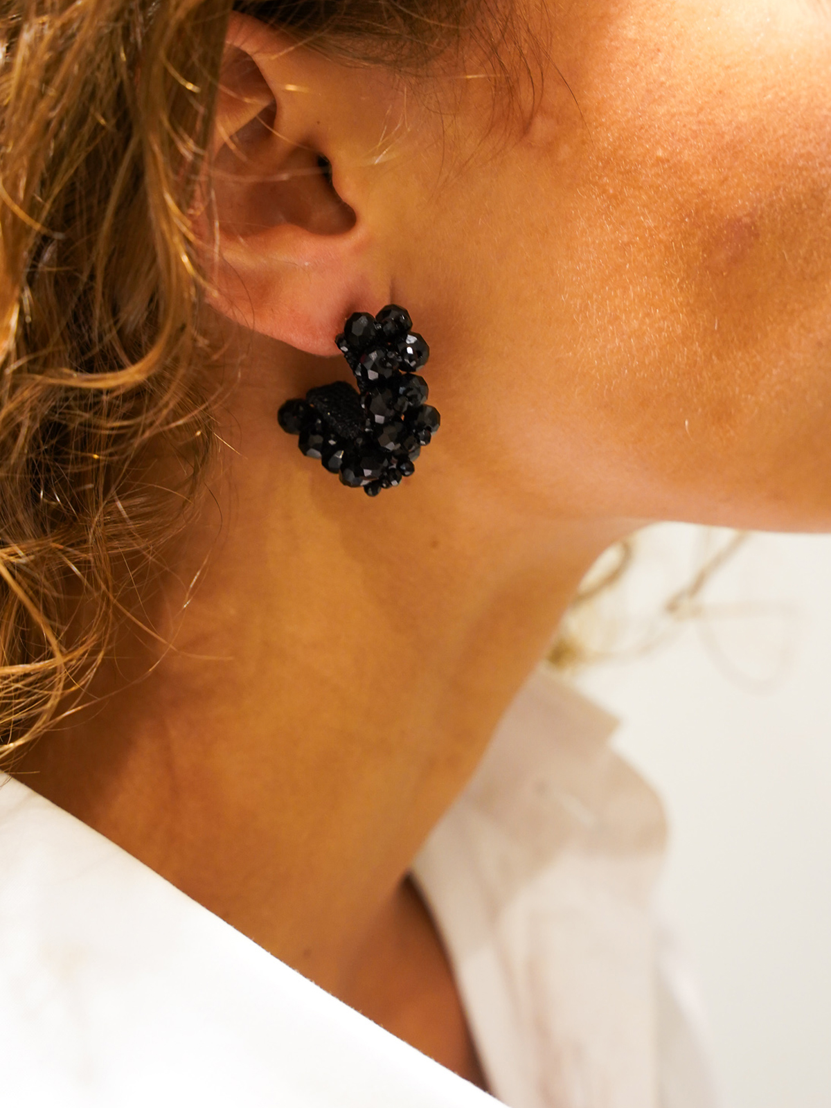 Black Earrings Brecht Irregular Urchin Creole XS