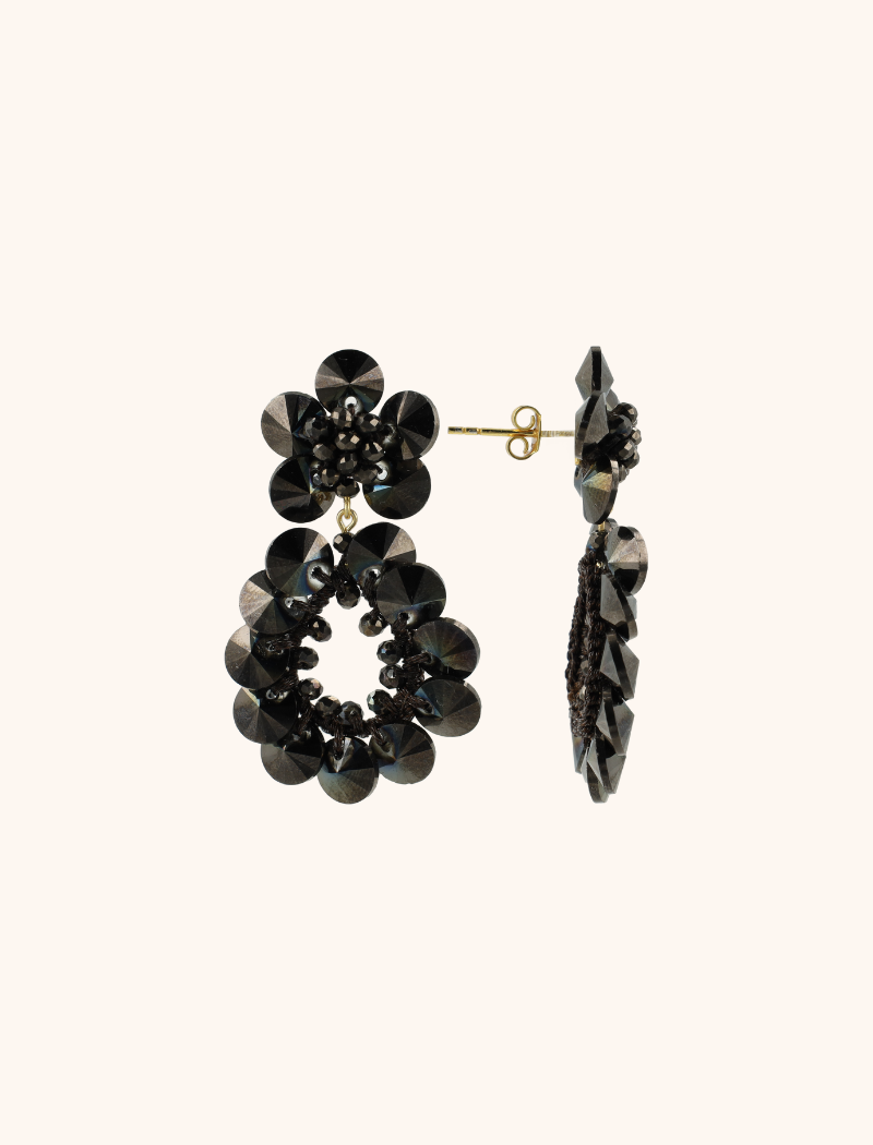 Metallic Bruine Oorbellen Flower Double Drop Apollo S/M