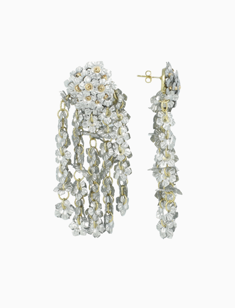 Zilveren Oorbellen Mae Detailled Flower Rain