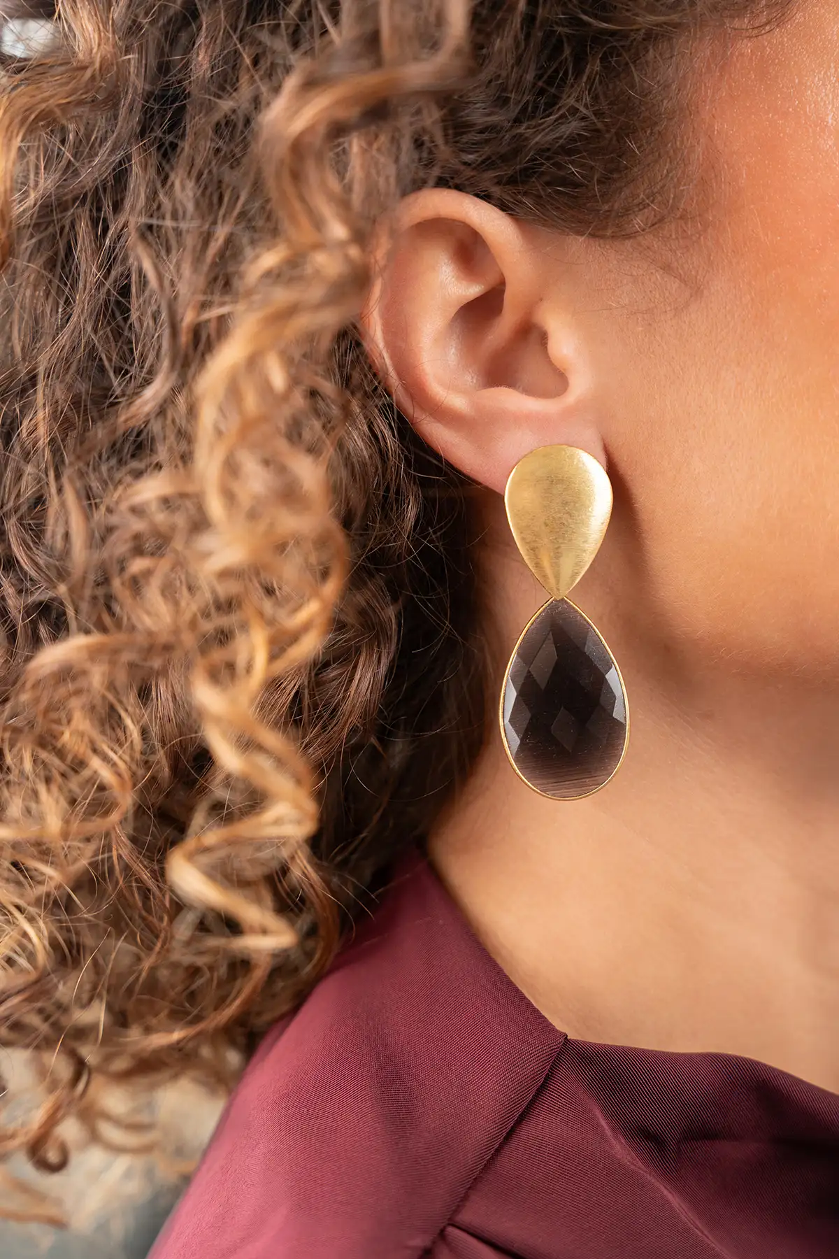 Blauwe Oorbellen Framed Drop XL Rae