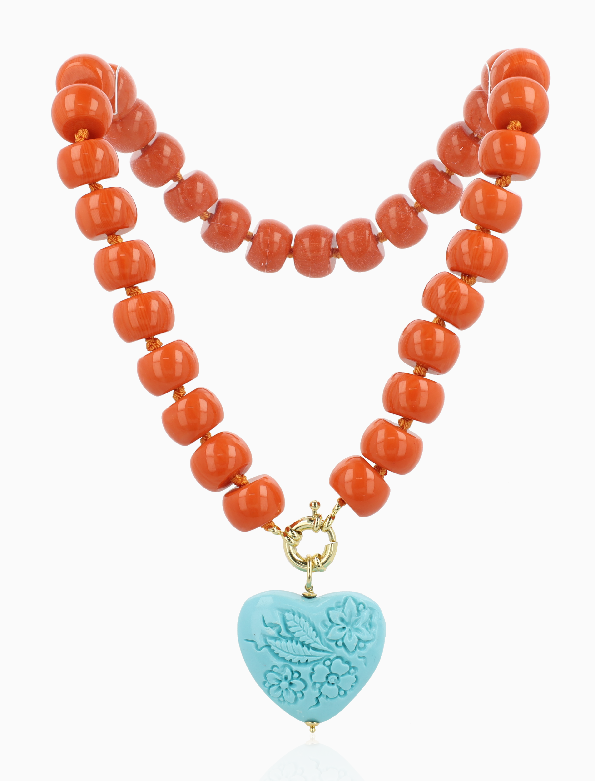 Orange Necklace Freya Roundell Stones with Heart