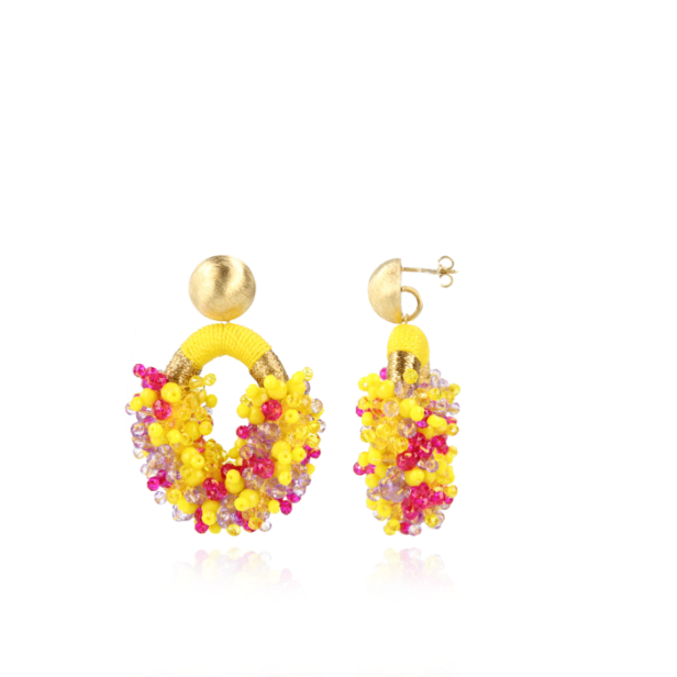 Yellow earrings Eve Combi oval M Double stones 