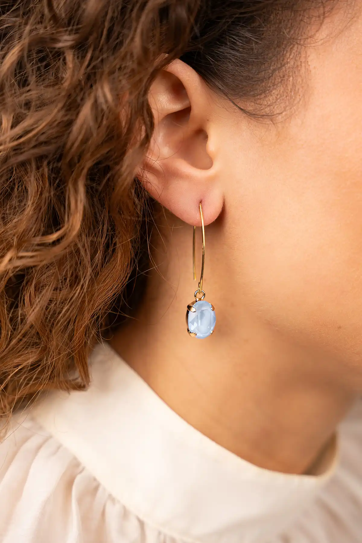 Blauwe oorbellen Daan ovaal S