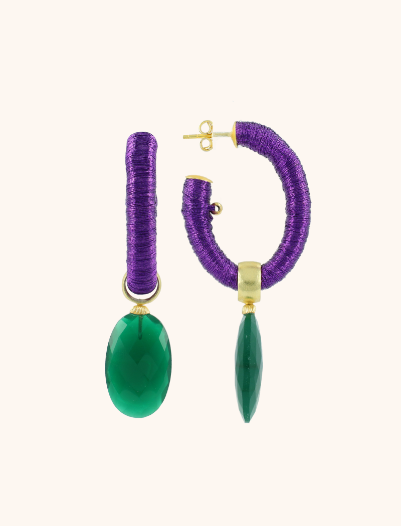 Purple Earrings Evy Creole Oval M Green