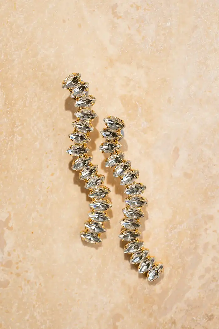 Crystal Strass Earrings Single Waterfall Saar