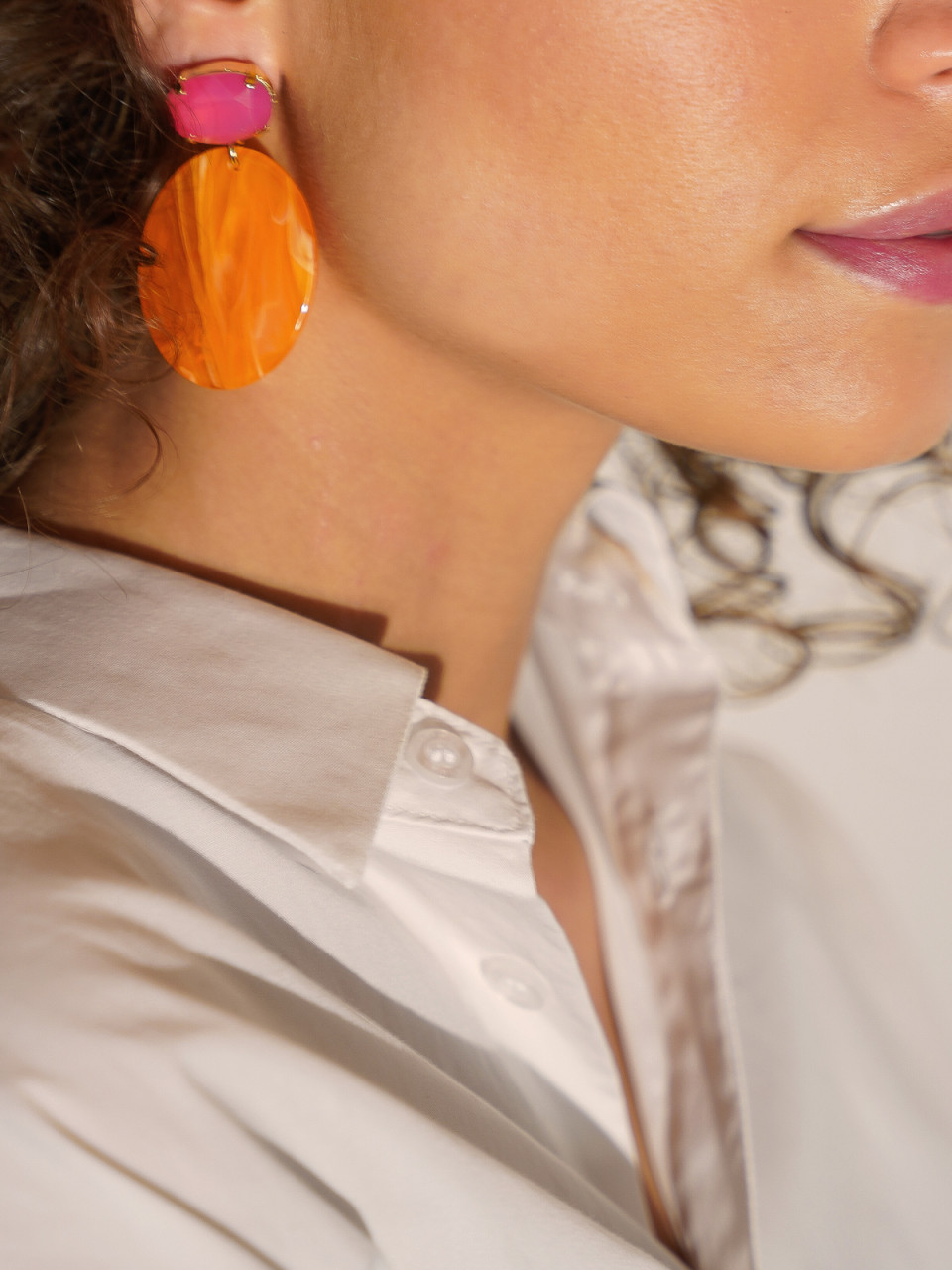 Oranje Oorbellen Celia Strass Ovaal
