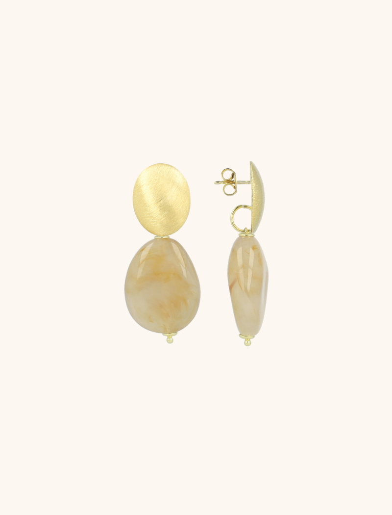 Naturel Mix Oorbellen Amber Squeezed Drop