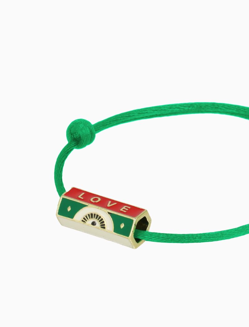 Ketting Satin Love Charm - Wit/Groen/Rood