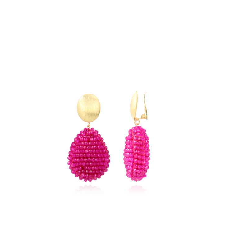 Fuchsia Earrings Loulou Closed Drop M Clip