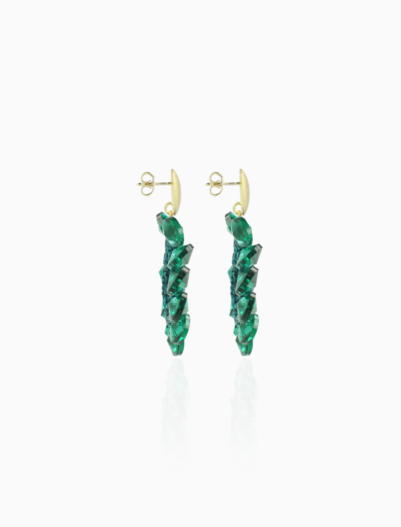 Green Earrings Susan Flower Drop
