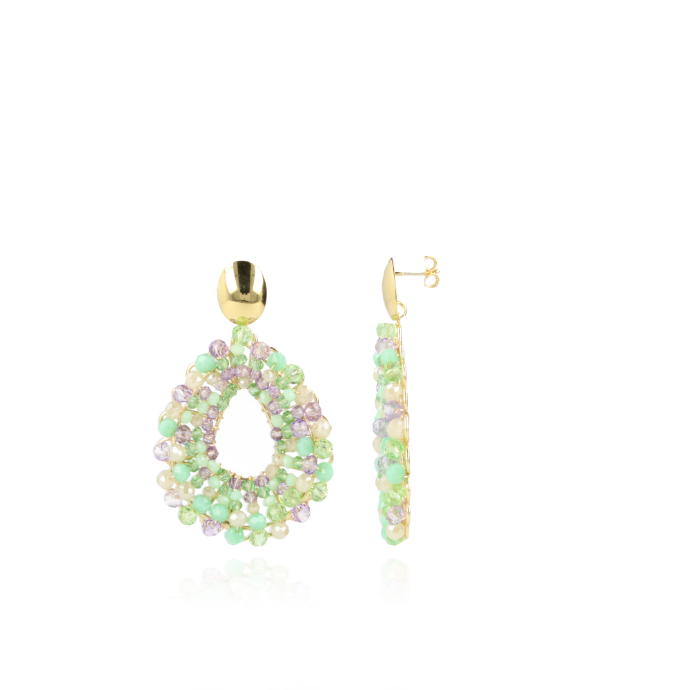 Mixed turquoise oorbellen Babs open Drop 
