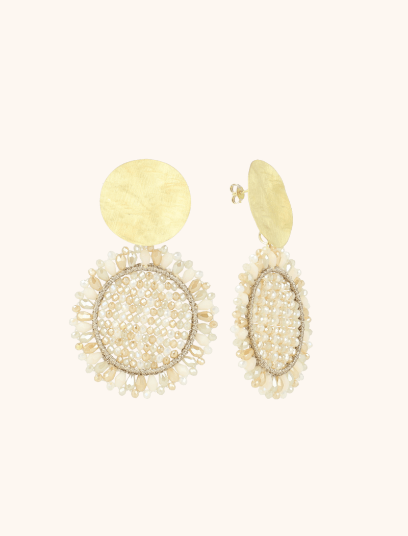 Mixed Beige Earrings Fie Round