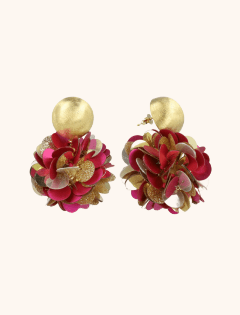 Sequin Earrings Metallic Fuchsia Laure Globe L