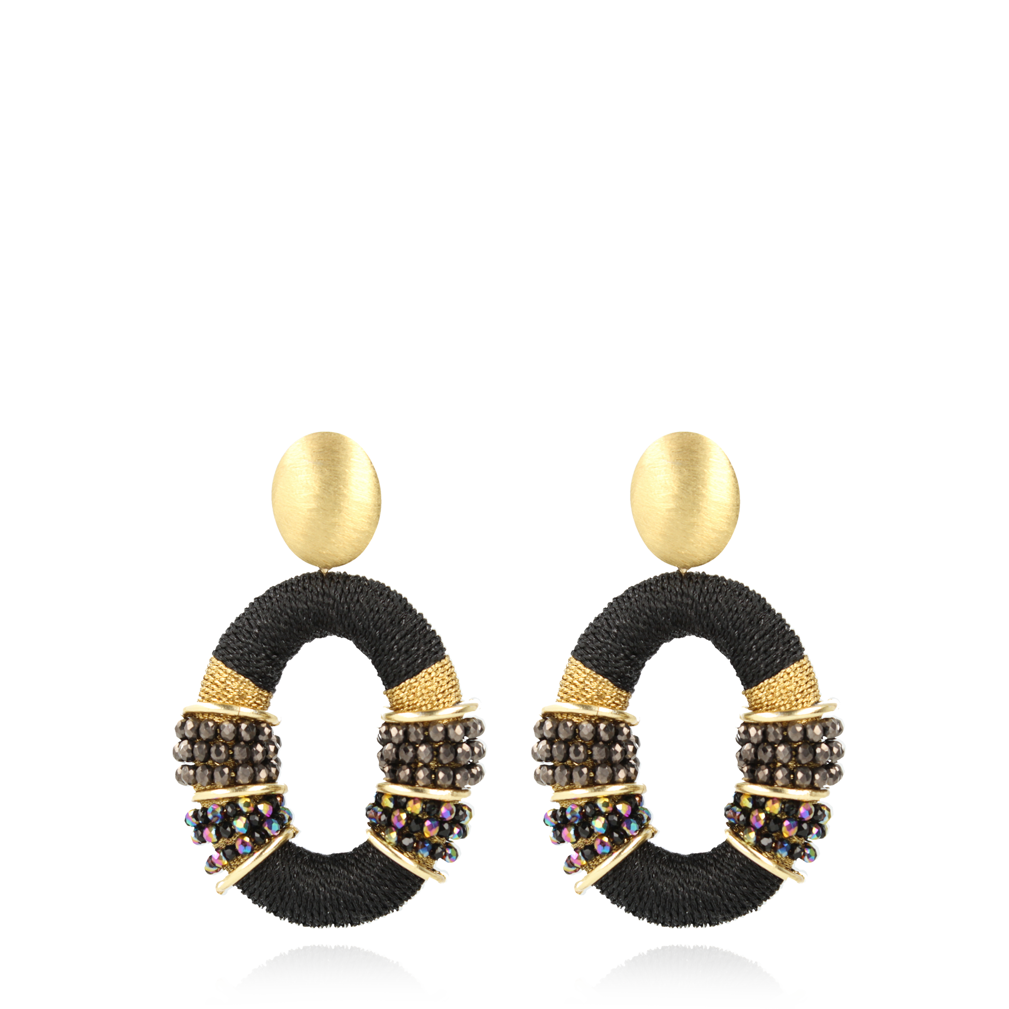 Black Disco Brown Earrings Elle Combi Oval L Deluxe 