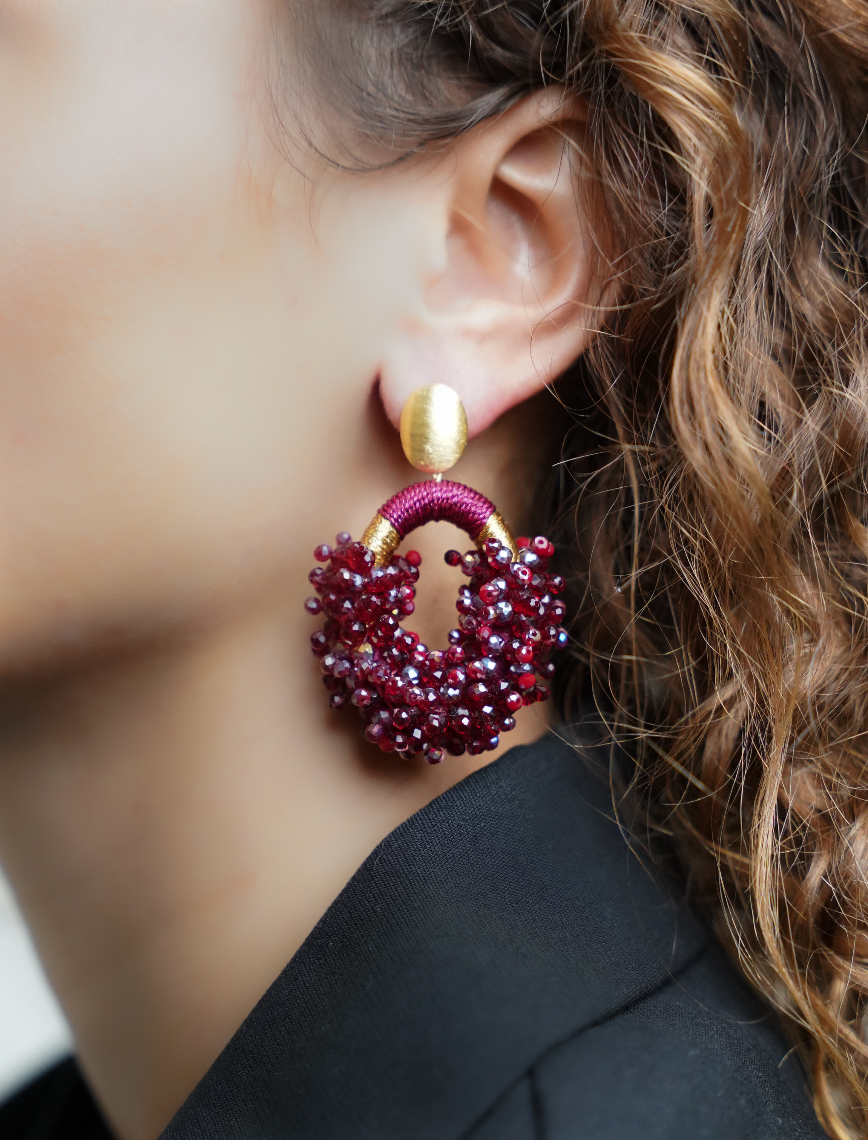 Bordeaux Earrings Eve Oval Double Stones M