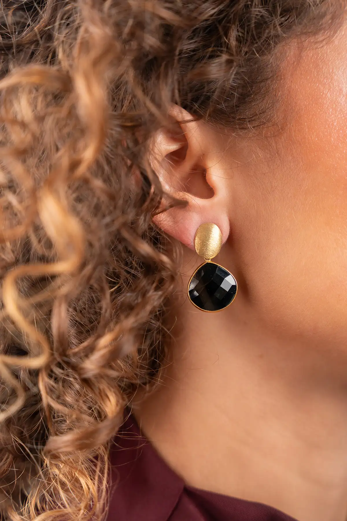 Zwarte Oorbellen Round Framed Drop Leni