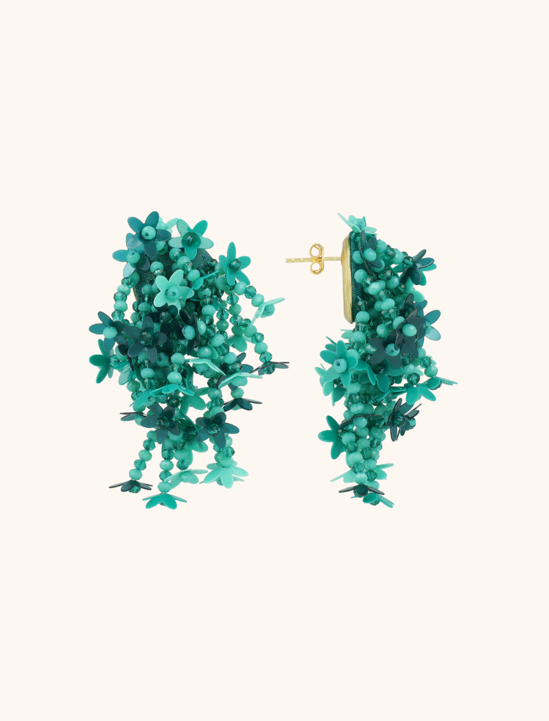 Turquoise Oorbellen Lilly Flower Strings M
