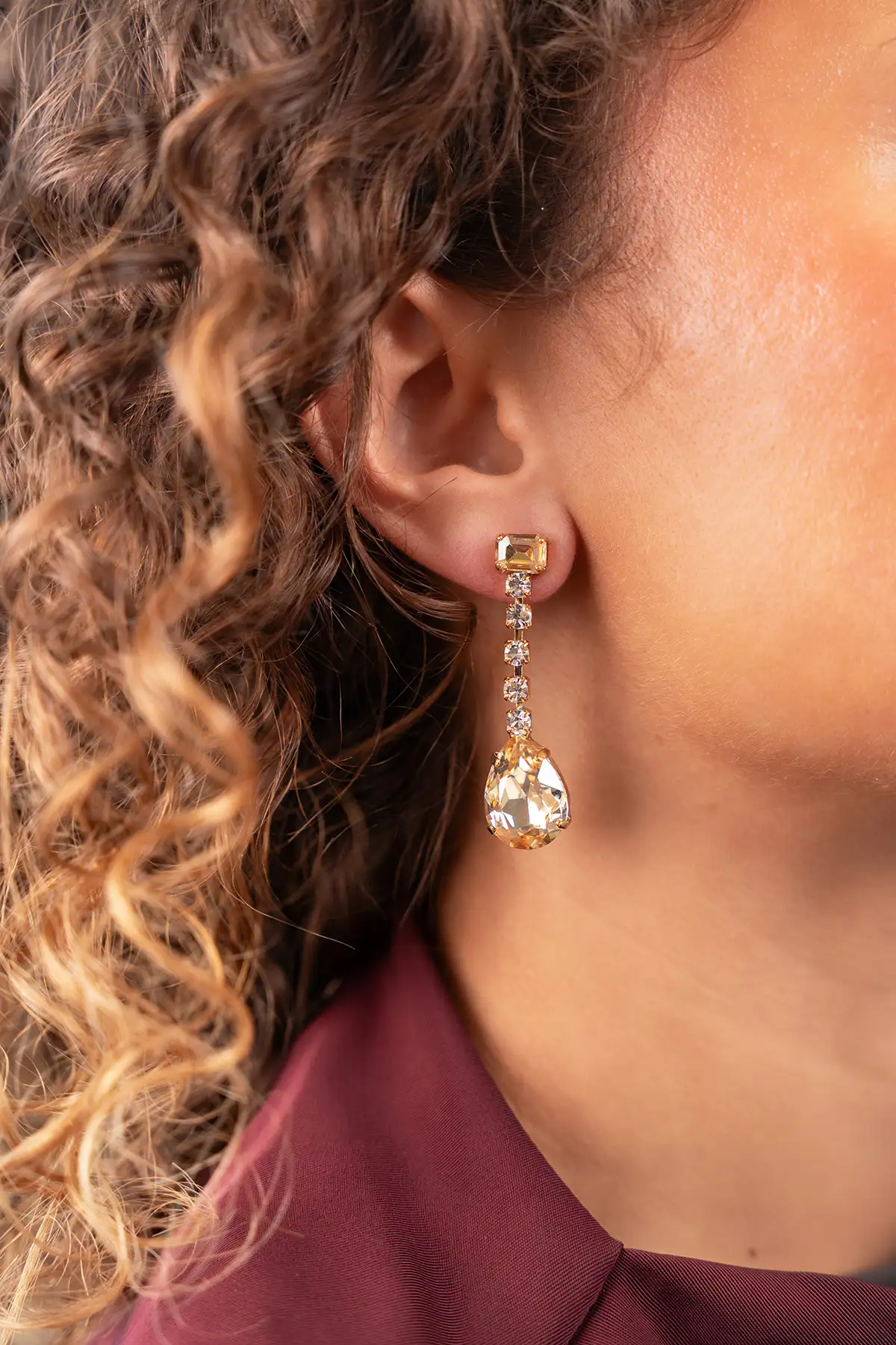 Kristallen Oorbellen String Teardrop M Joan