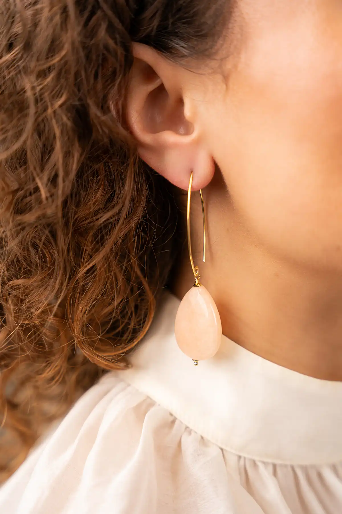 Orange Earrings Quartz Drop L
