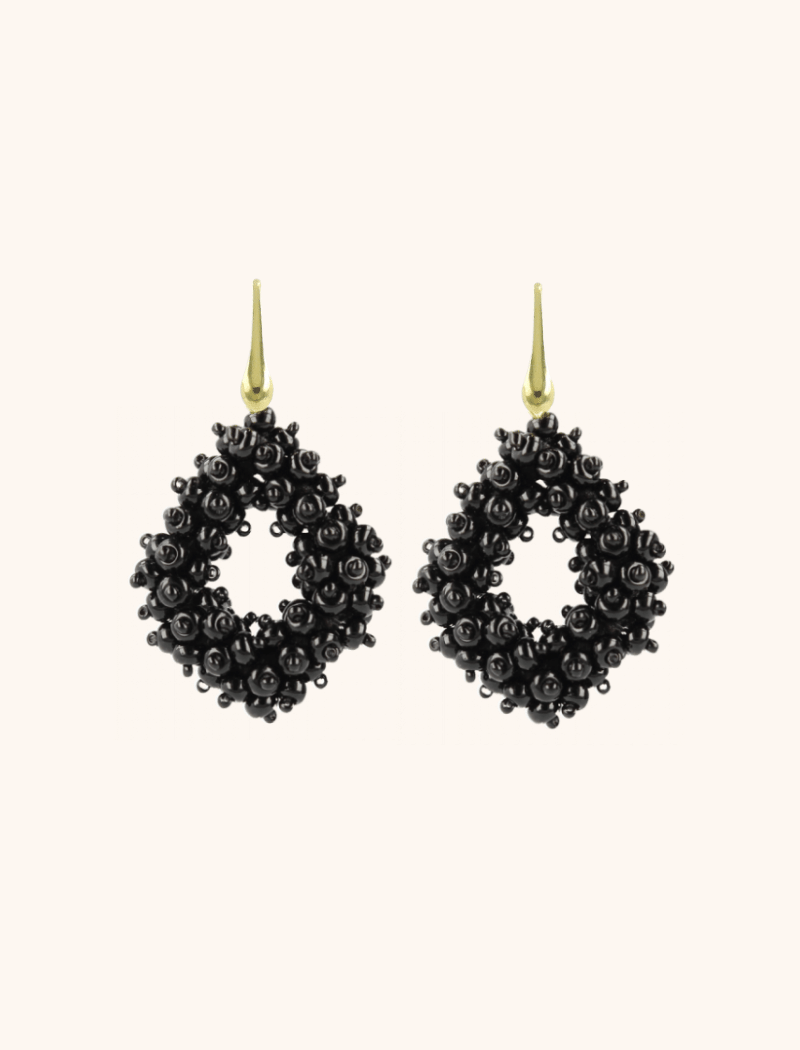 Black Earrings Holly double stones Glassberry Ace M