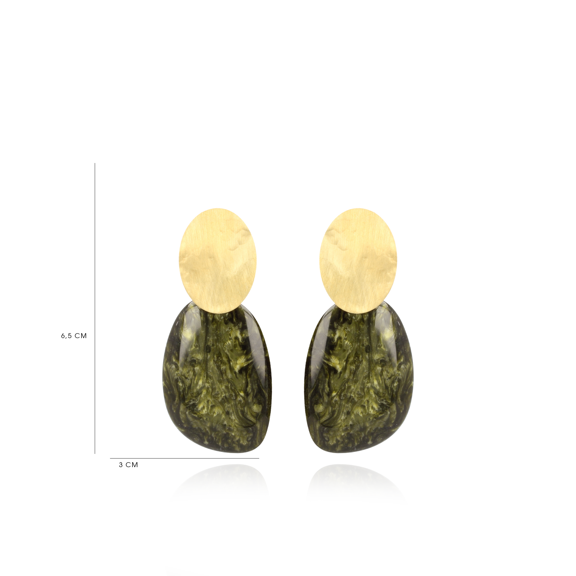 Dunkelgrune Marmor-Ohrringe Sara Asymmetrisch Oval Llott-theme.productDescriptionPage.SEO.byTheBrand