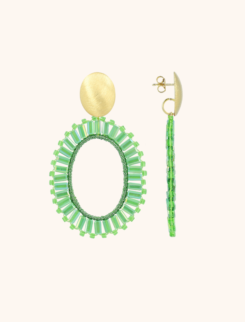 Green Earrings Tonal Naomi Oval L 