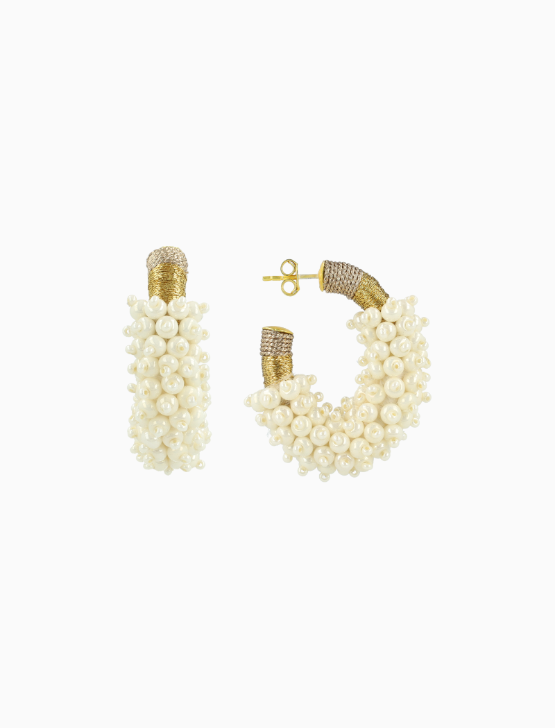 Parel oorbellen Luna Glassberry Creool Silk combi ovaal M