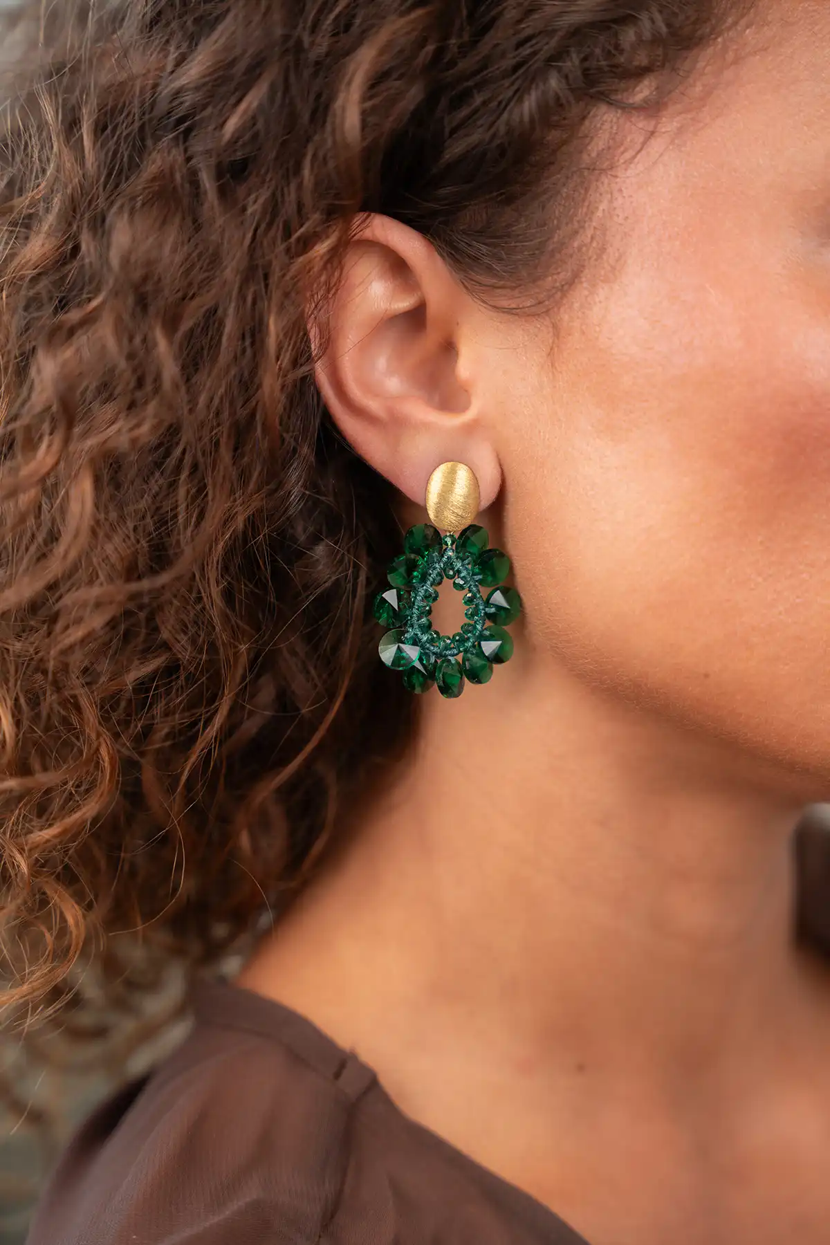 Groene oorbellen Susan Flower Drop