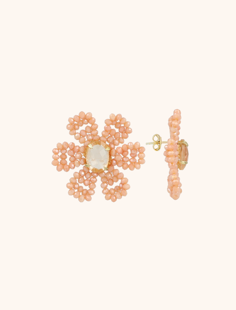 Coral Oorbellen Madelief Blooming Flower