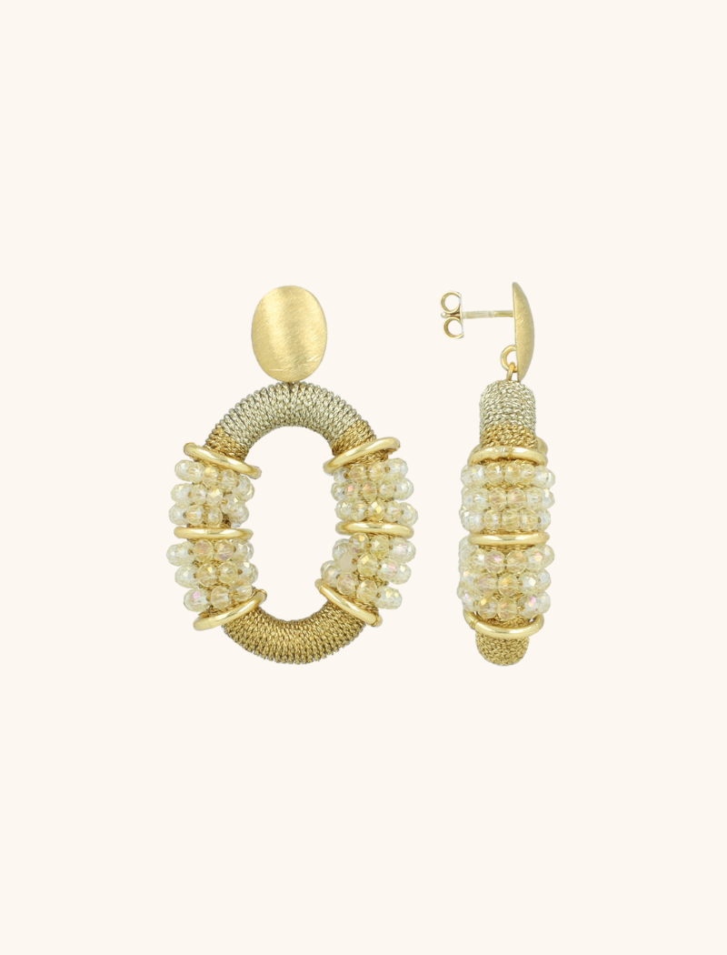 Goudkleurige Oorbellen Elle Combi Oval Deluxe M