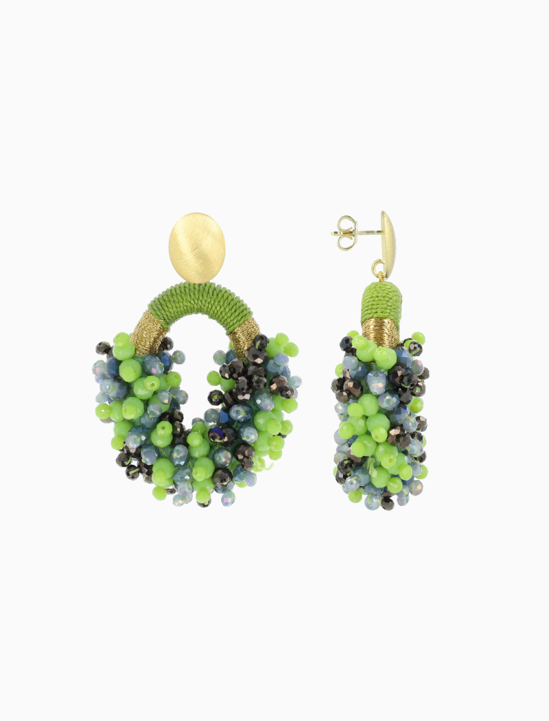 Bruine Mix Oorbellen Eve Combi ovaal M Double Stones