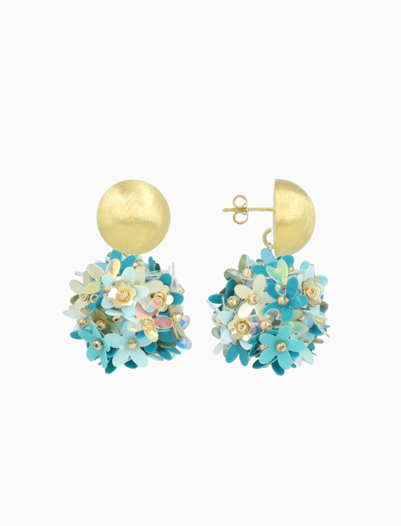 Blue Earrings Daisy Sequin Flower Globe M