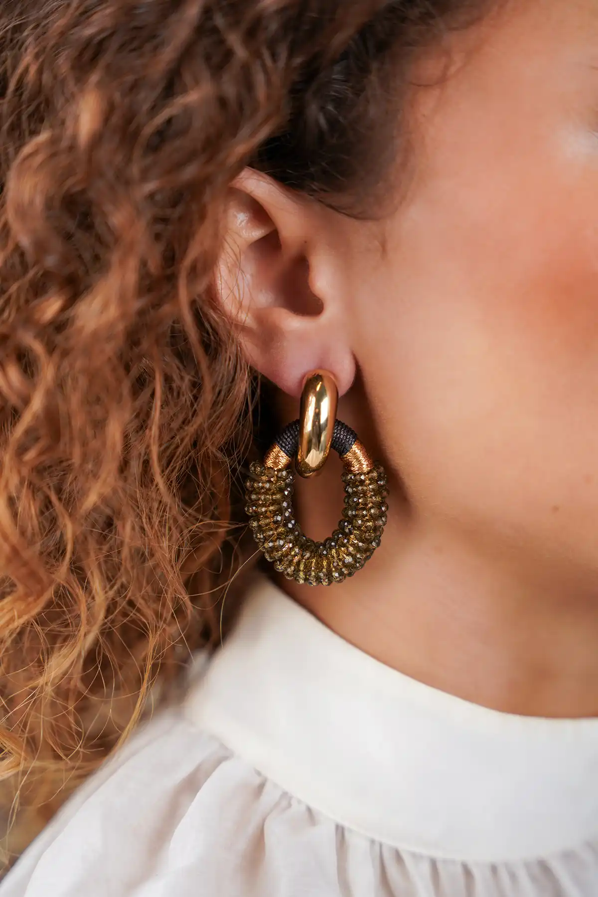 Dark Olive Earrings Yara Combi Oval Mlott-theme.productDescriptionPage.SEO.byTheBrand