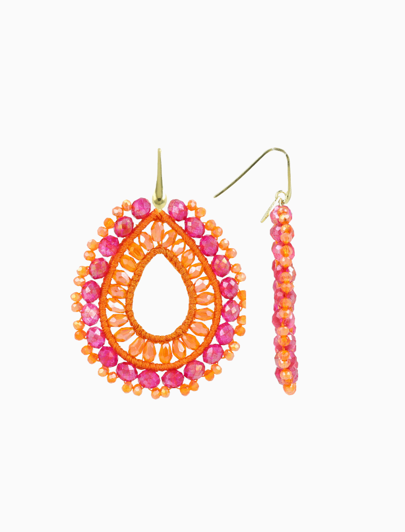 Oranje fuchsia oorbellen Vos druppel L