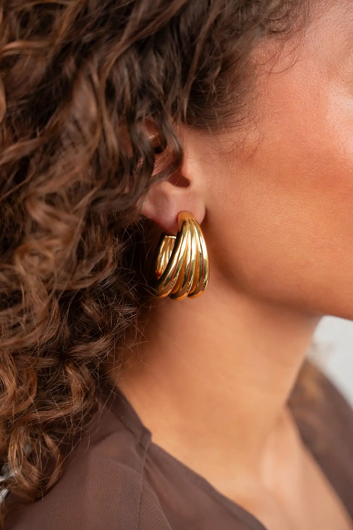 Classic earrings triple creole oval deluxe XL