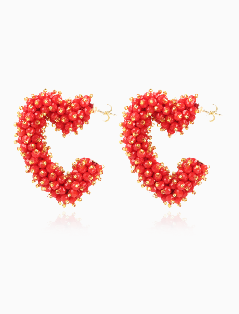 Rote Sophia Ohrringe Herz Double Stones Creool