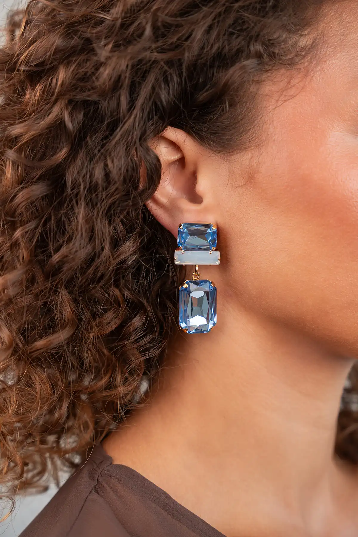 Blauwe Oorbellen Yrsa Rectangle L