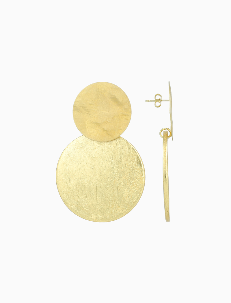 Gouden Houten Oorbellen Marlie Circle M