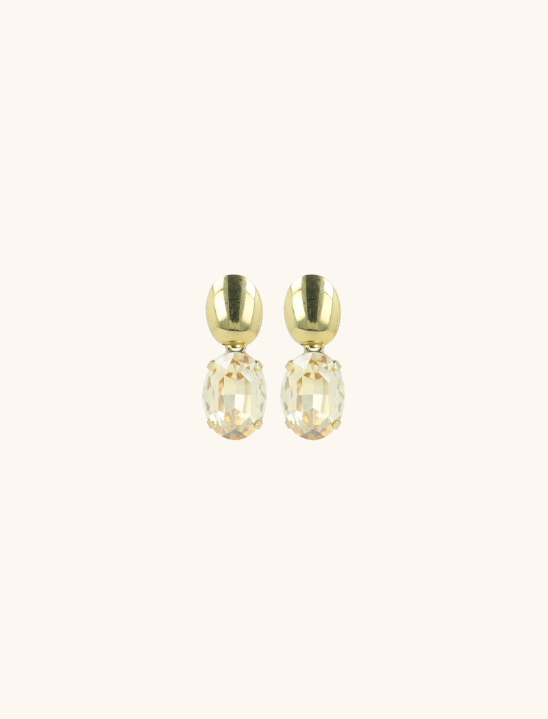 Daan Earrings Oval Strass Pendant S Gold Shade
