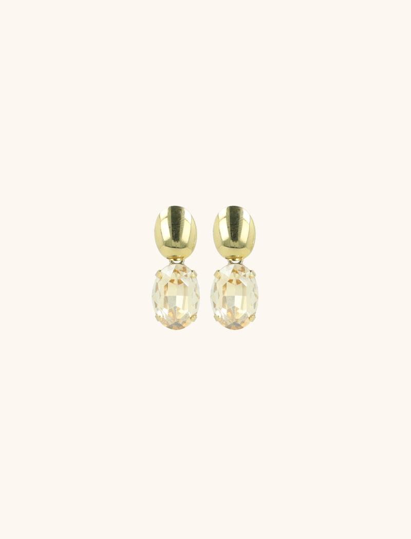 Daan Earrings Oval Strass Pendant M Gold Shade