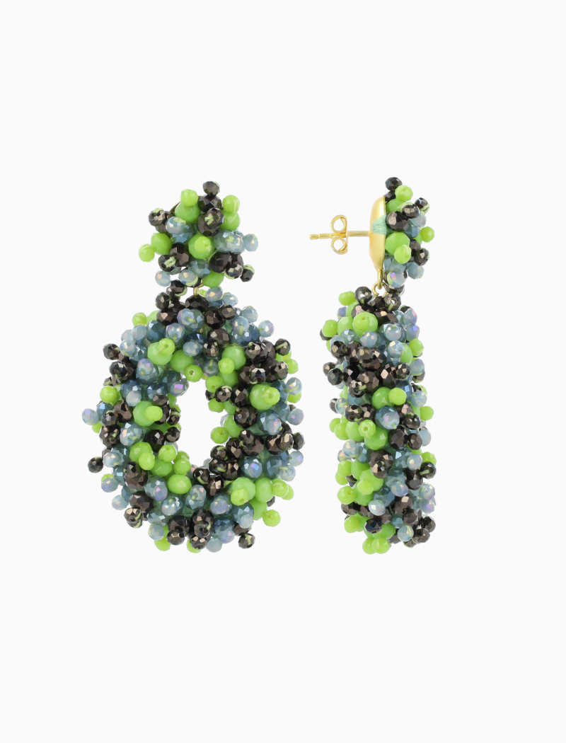 Bruine Mix Oorbellen Dolly Hoop Double Stones