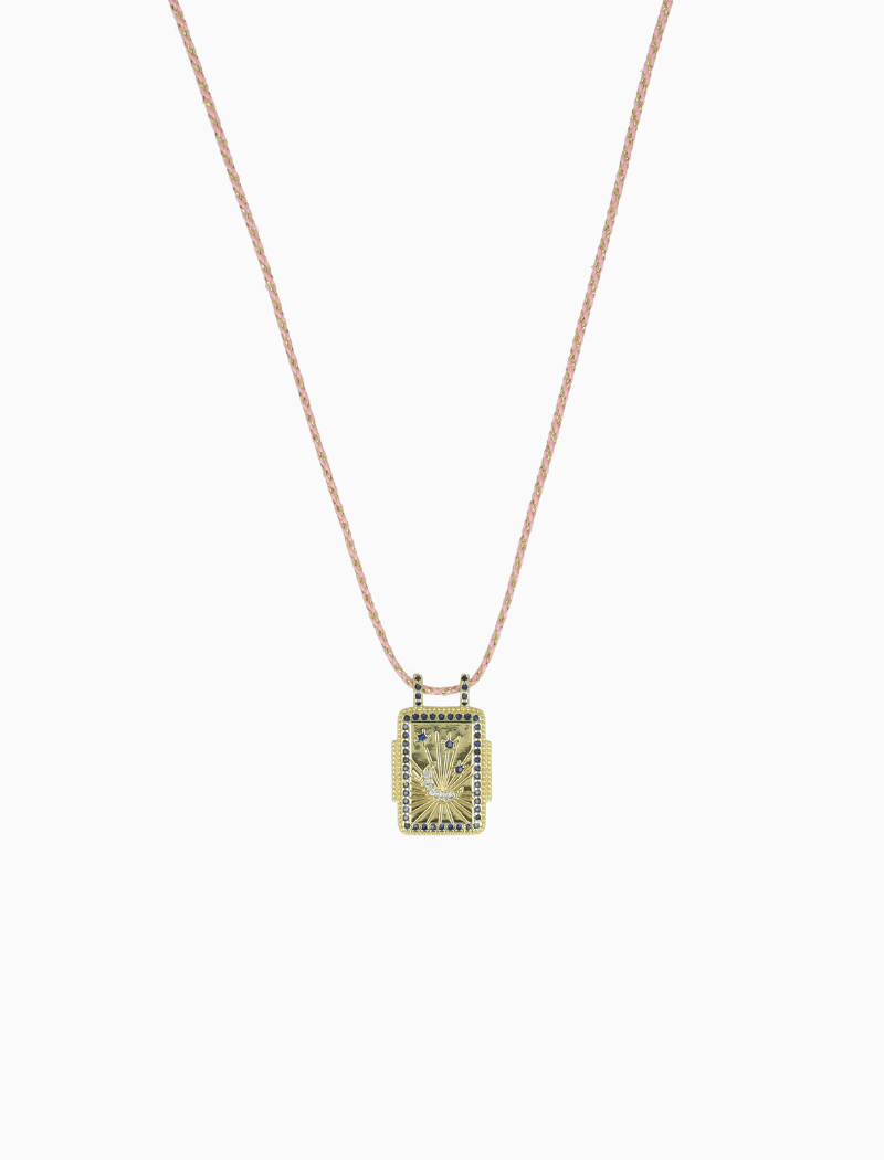 Necklace Rectangle Moon - Pink/Blue