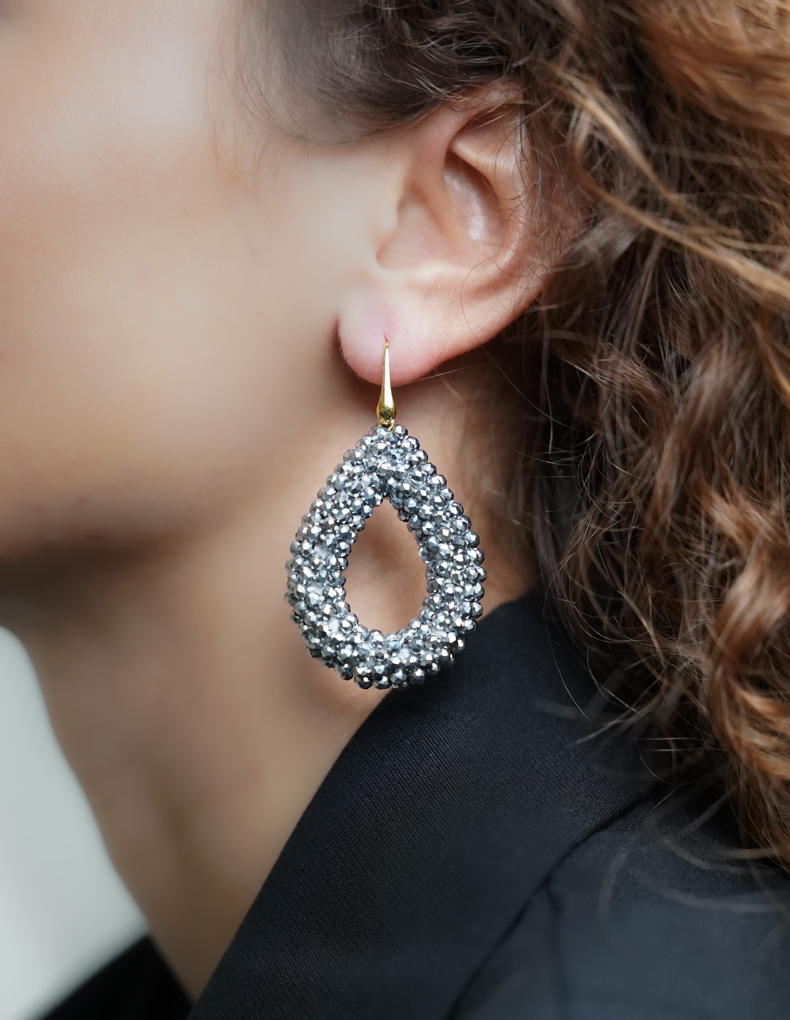 Metallic Zilveren Oorbellen Berry Drop L