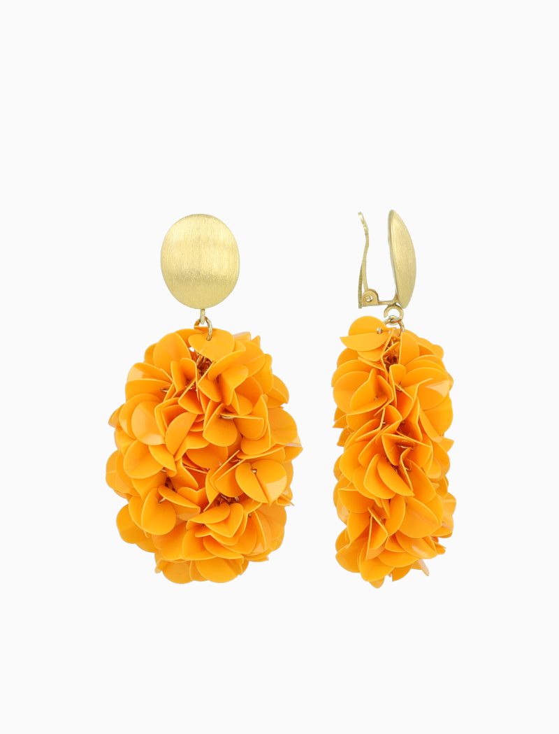 Orange Earrings Sas Sequin Oval M Clip